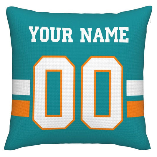 Custom M.Dolphins Pillow Decorative Throw Pillow Case - Print Personalized Football Team Fans Name & Number Birthday Gift Football Pillows