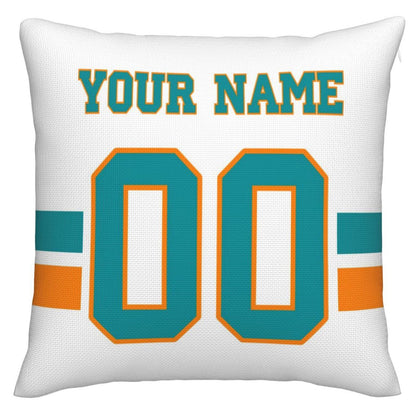 Custom M.Dolphins Pillow Decorative Throw Pillow Case - Print Personalized Football Team Fans Name & Number Birthday Gift Football Pillows