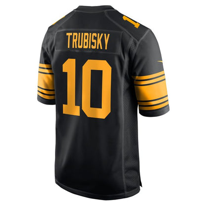 Pittsburgh Steelers #10 Mitch Trubisky Replica Color Rush Black Stitched American Football Jerseys