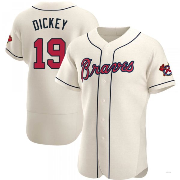 Atlanta Braves #19 R.A. Dickey Cream Alternate Jersey Stitches Baseball Jerseys