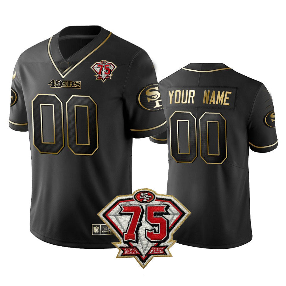 Custom San Francisco 49ers  Black Golden Stitched American Football Jersey