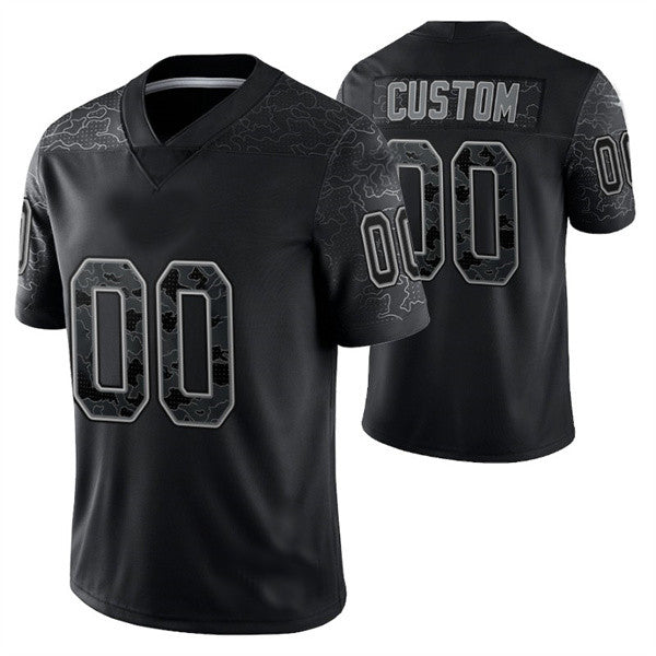 Custom Philadelphia Eagles Football Jerseys Active Player Black Reflective Limited Stitched Jersey