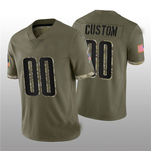 Custom Philadelphia Eagles Football Jerseys ACTIVE PLAYER 2022 Olive Salute To Service Limited Stitched Jersey