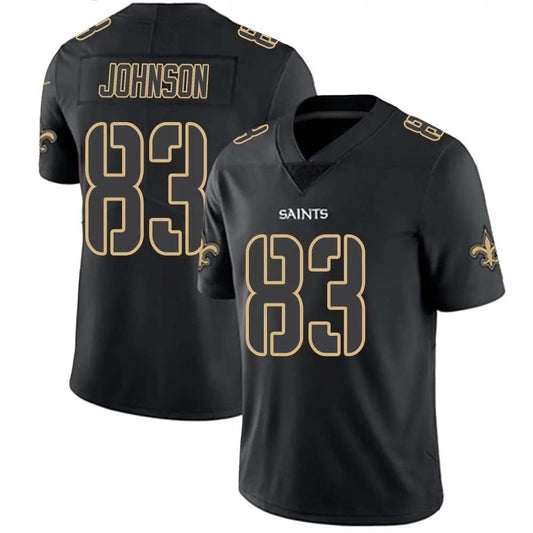 NO.Saints #83 Juwan Johnson Black Limited Black lmpact Stitched American Football Jerseys