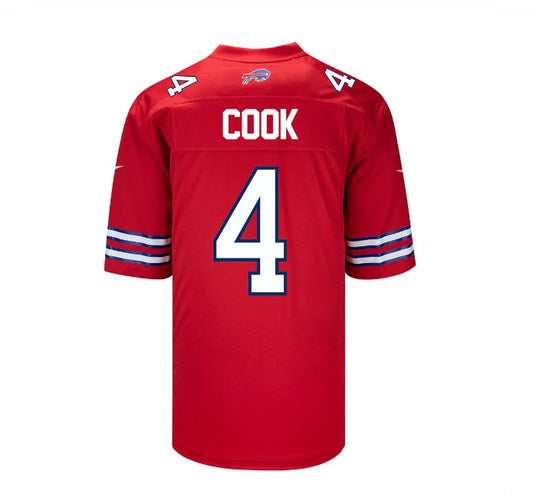 Buffalo  Bills #4 James Cook Red Game Player Jersey American Stitched Football Jerseys