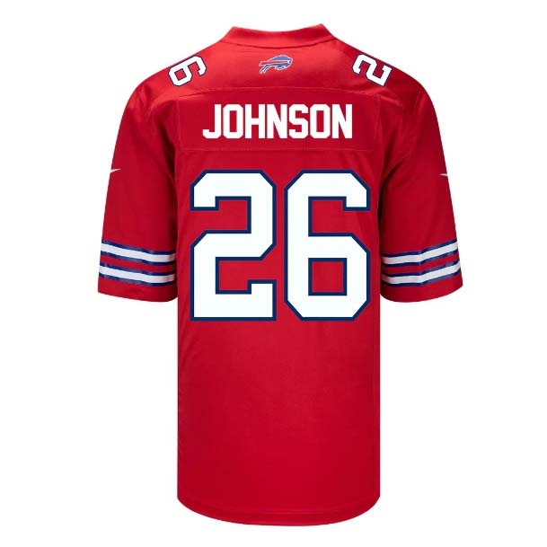 Buffalo  Bills #26 Ty Johnson Game Jersey - Red Stitched American Football Jerseys