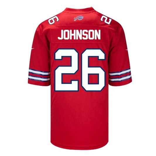 Buffalo  Bills #26 Ty Johnson Game Jersey - Red Stitched American Football Jerseys