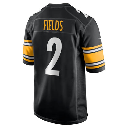 Pittsburgh Steelers #2 Justin Fields Black Game Jersey Stitched American Football Jerseys