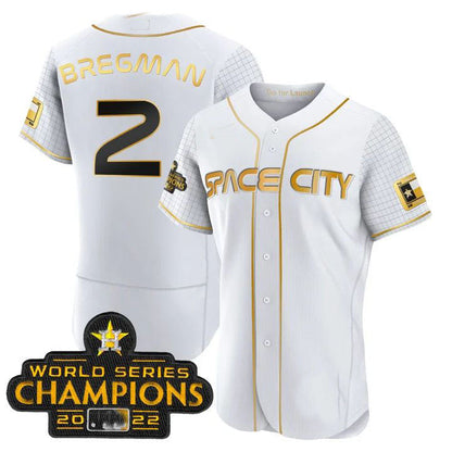 #2 Alex Bregman Houston Astros WHITE 2023 SPACE CITY CHAMPIONS FLEX JERSEY ¨C ALL STITCHED Baseball Jerseys