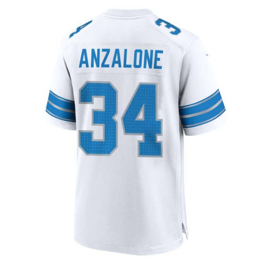 Detroit Lions #34 Alex Anzalone White 2nd Alternate Game Jersey American Football Jerseys