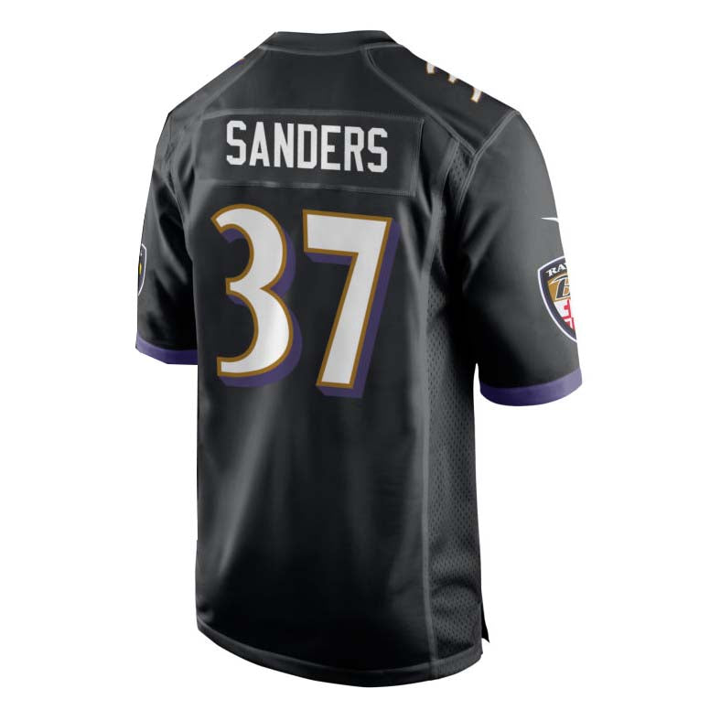 Baltimore Ravens #37 Deion Sanders Black Alternate Game Player Jersey Stitched American Football Jerseys