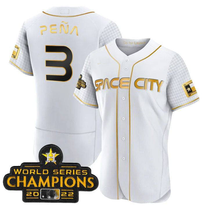 #3 Jeremy Pena Houston Astros BLACK 2023 SPACE CITY CHAMPIONS FLEX JERSEY ¨CWHITE ALL STITCHED Baseball Jerseys