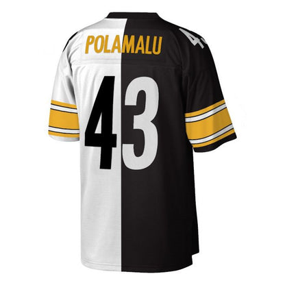 Pittsburgh Steelers #43 Troy Polamalu White/Black Mitchell & Ness Replica Limited Split Stitched American Football Jerseys