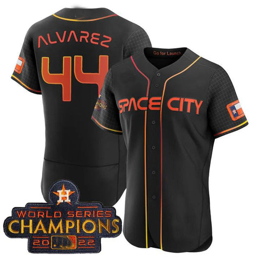 #44 Yordan Alvarez Houston Astros black 2023 SPACE CITY CHAMPIONS FLEX JERSEY ¨C ALL STITCHED Baseball Jerseys