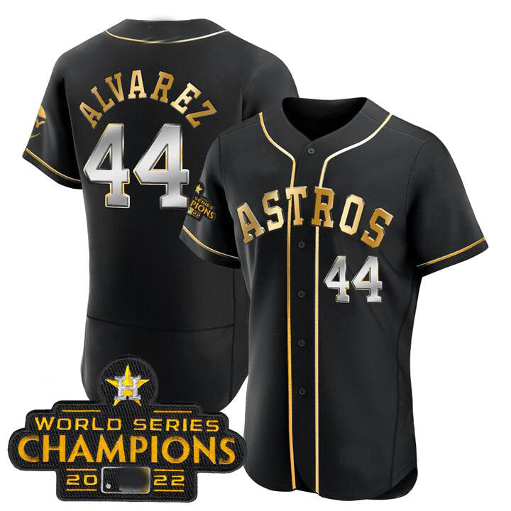 #44 Yordan Alvarez Houston Astros 2023 SPACE CITY CHAMPIONS FLEX JERSEY ¨C black ALL STITCHED Baseball Jerseys