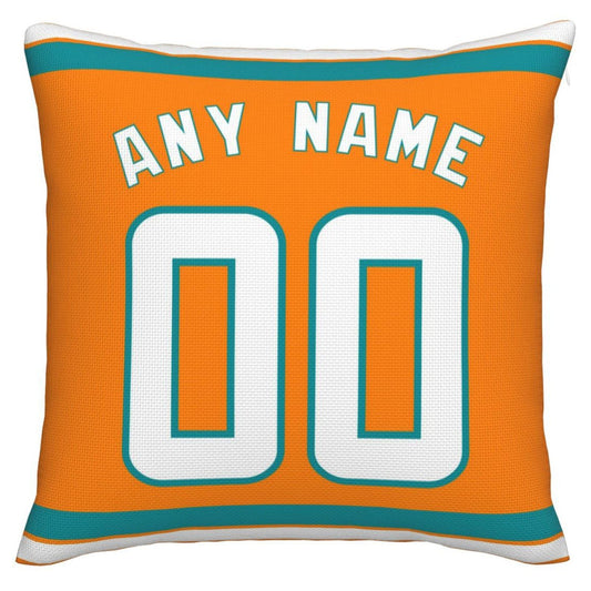 Custom M.Dolphins Pillow Decorative Throw Pillow Case - Print Personalized Football Team Fans Name & Number Birthday Gift Football Pillows