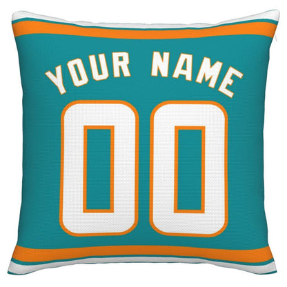 Custom M.Dolphins Pillow Decorative Throw Pillow Case - Print Personalized Football Team Fans Name & Number Birthday Gift Football Pillows