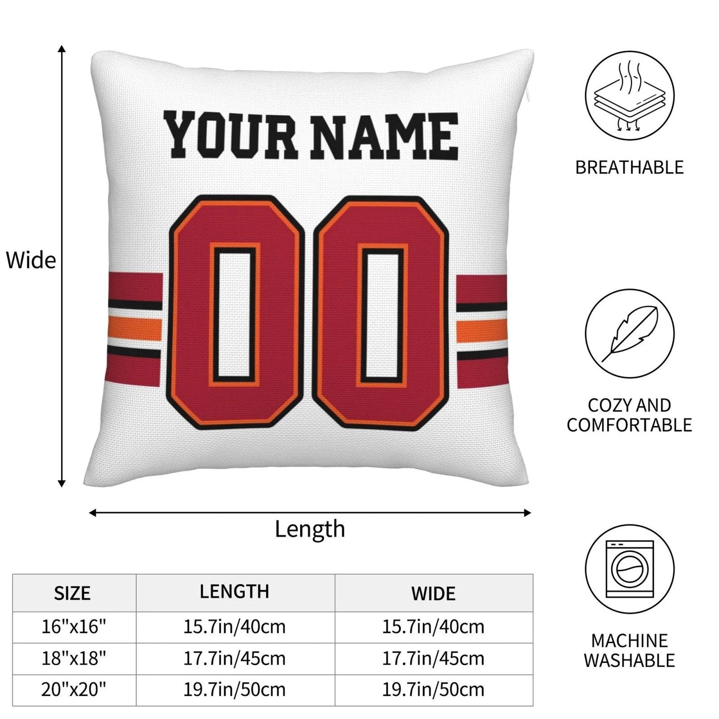 Custom TB.Buccaneers Pillow Decorative Throw Pillow Case - Print Personalized Football Team Fans Name & Number Birthday Gift Football Pillows