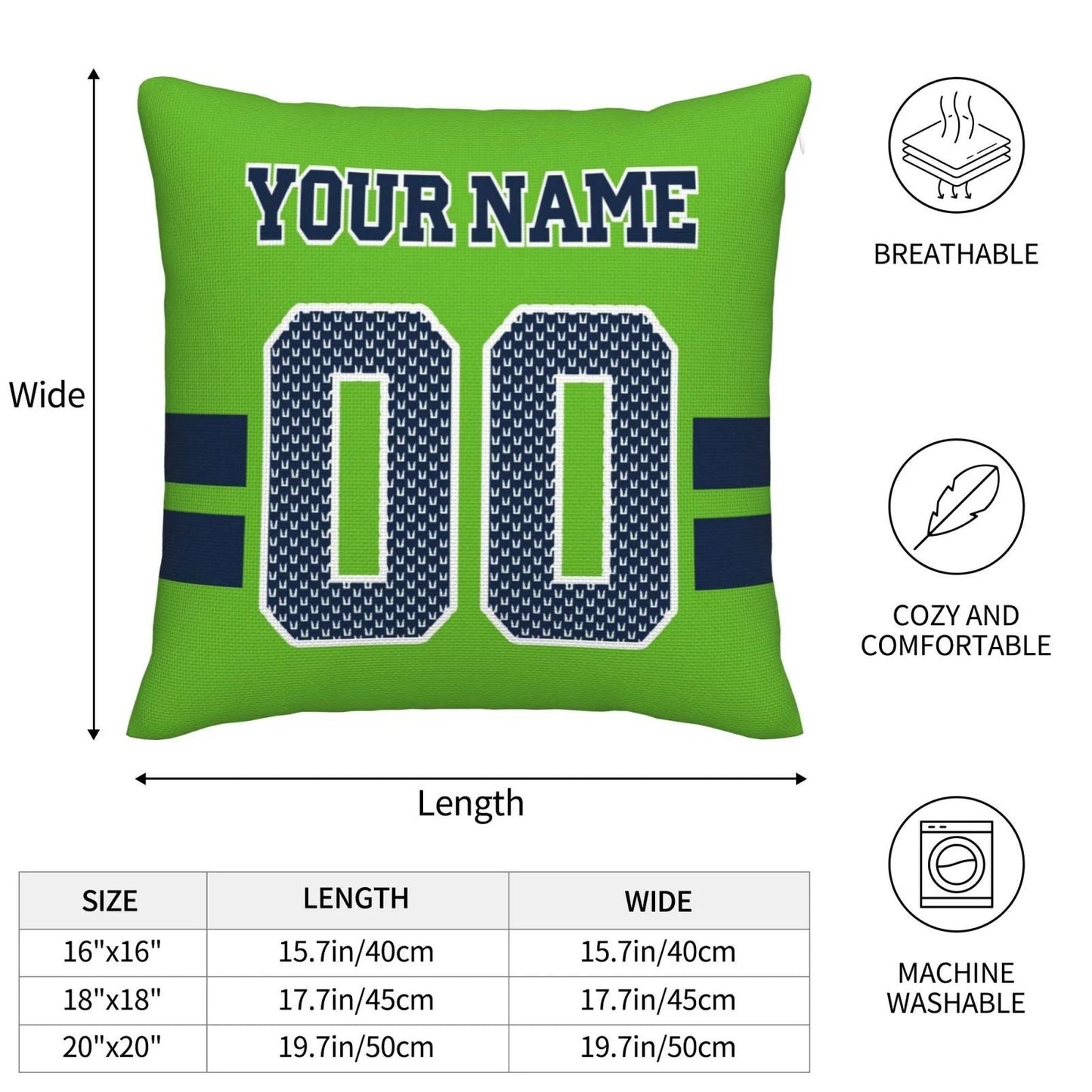 Custom S.Seahawks Pillow Decorative Throw Pillow Case - Print Personalized Football Team Fans Name & Number Birthday Gift Football Pillows