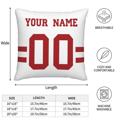 Custom San Francisco 49ers Pillow Decorative Throw Pillow Case - Print Personalized Football Team Fans Name & Number Birthday Gift Football Pillows