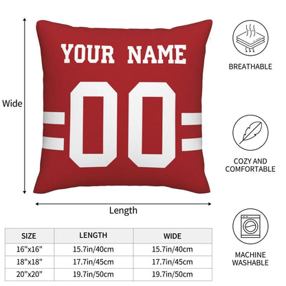 Custom San Francisco 49ers Pillow Decorative Throw Pillow Case - Print Personalized Football Team Fans Name & Number Birthday Gift Football Pillows