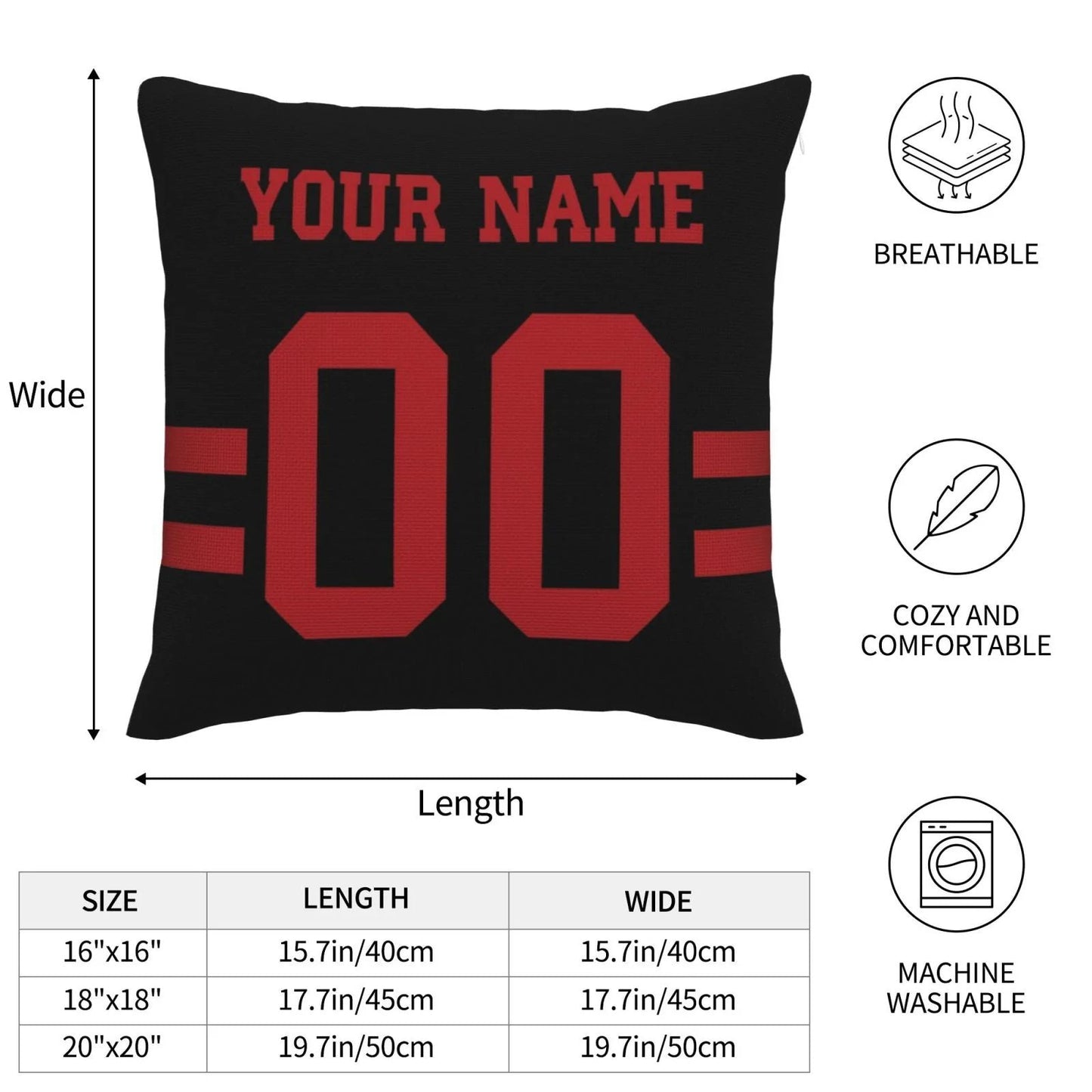 Custom San Francisco 49ers Pillow Decorative Throw Pillow Case - Print Personalized Football Team Fans Name & Number Birthday Gift Football Pillows