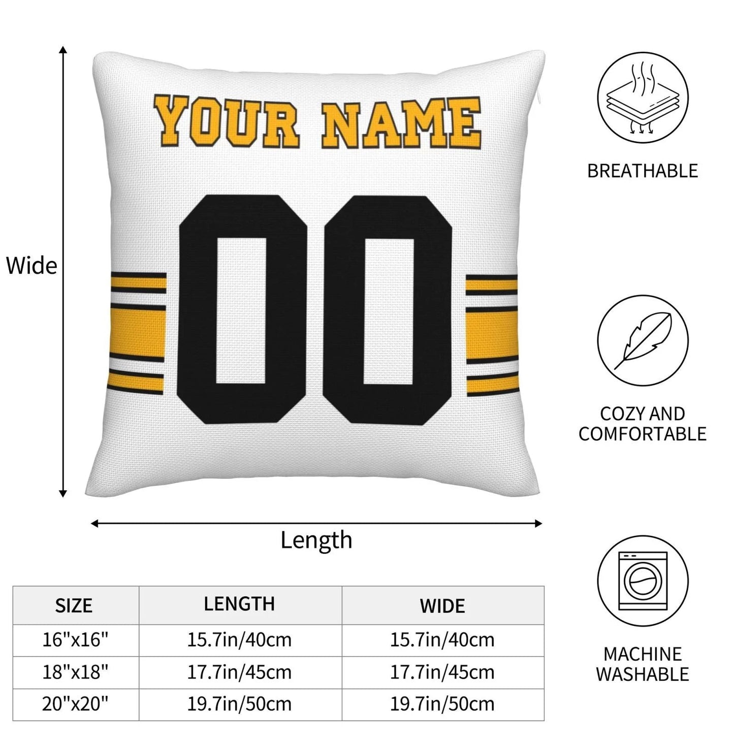 Custom Pittsburgh Steelers Pillow Decorative Throw Pillow Case - Print Personalized Football Team Fans Name & Number Birthday Gift Football Pillows