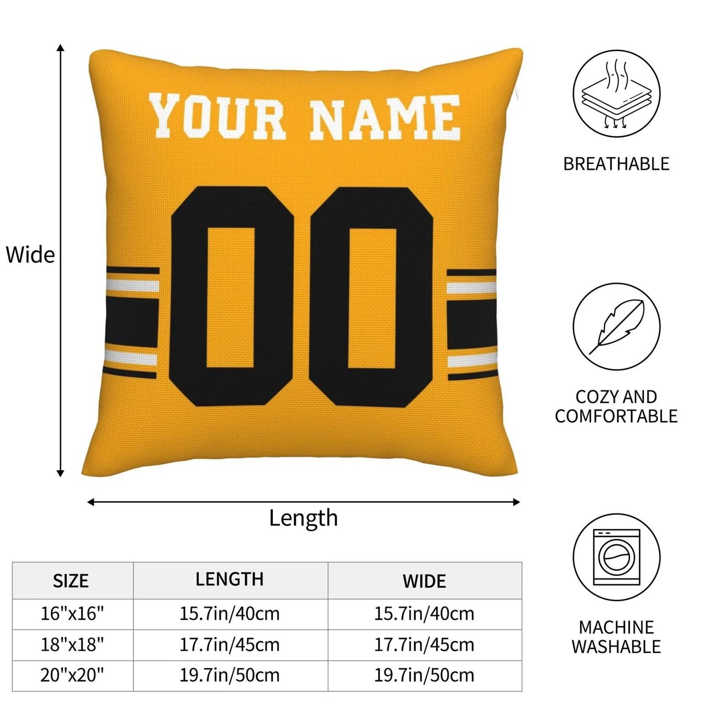 Custom Pittsburgh Steelers Pillow Decorative Throw Pillow Case - Print Personalized Football Team Fans Name & Number Birthday Gift Football Pillows