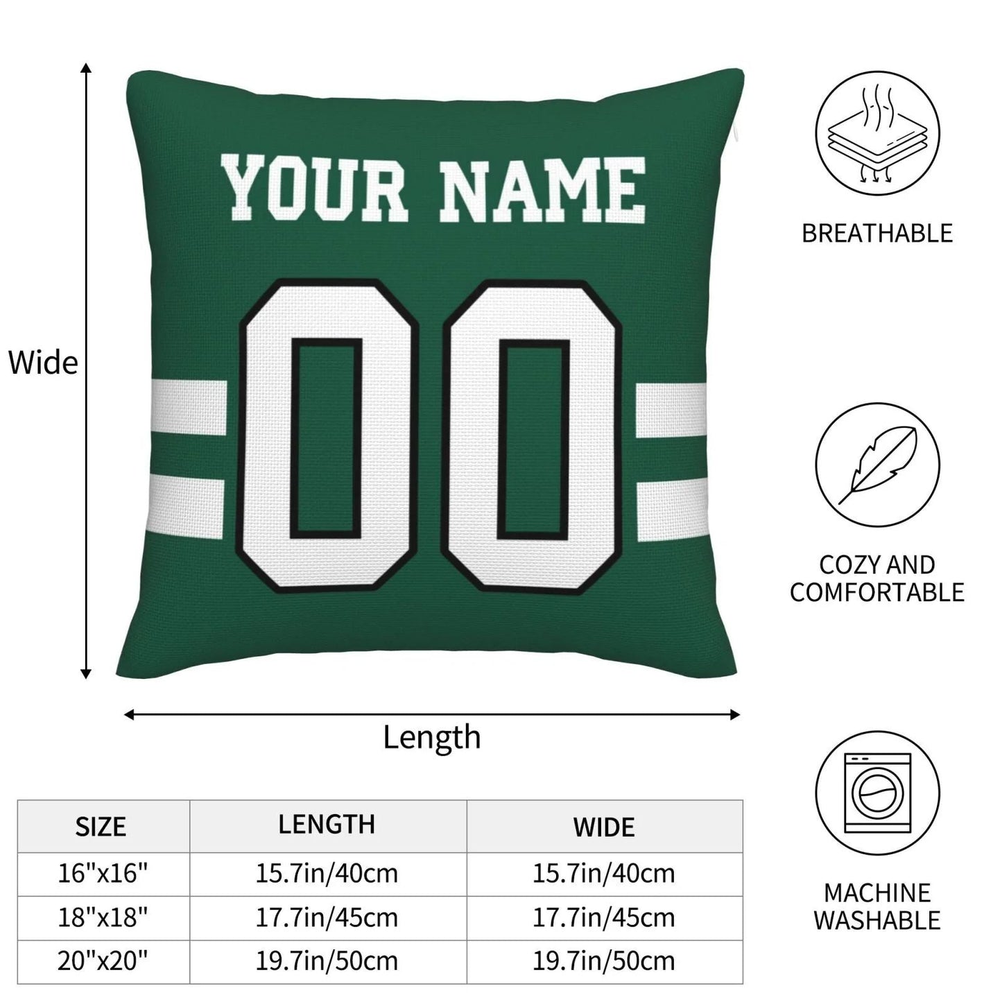 Custom New York Jets Pillow Decorative Throw Pillow Case - Print Personalized Football Team Fans Name & Number Birthday Gift Football Pillows