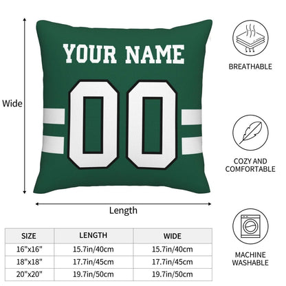 Custom New York Jets Pillow Decorative Throw Pillow Case - Print Personalized Football Team Fans Name & Number Birthday Gift Football Pillows