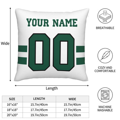 Custom New York Jets Pillow Decorative Throw Pillow Case - Print Personalized Football Team Fans Name & Number Birthday Gift Football Pillows