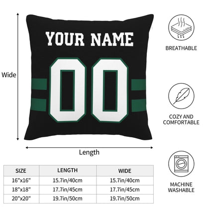 Custom New York Jets Pillow Decorative Throw Pillow Case - Print Personalized Football Team Fans Name & Number Birthday Gift Football Pillows