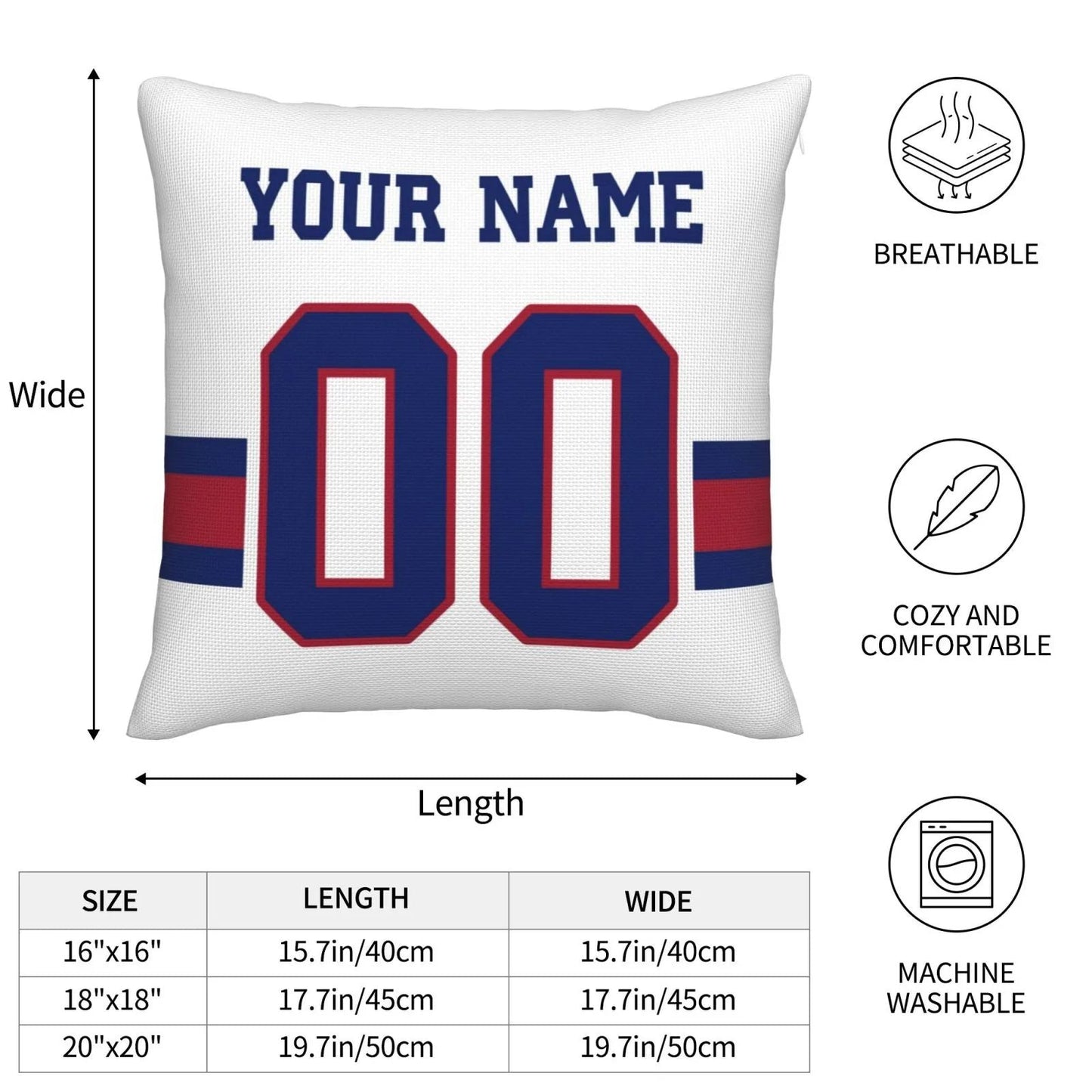 Custom NY.Giants Pillow Decorative Throw Pillow Case - Print Personalized Football Team Fans Name & Number Birthday Gift Football Pillows