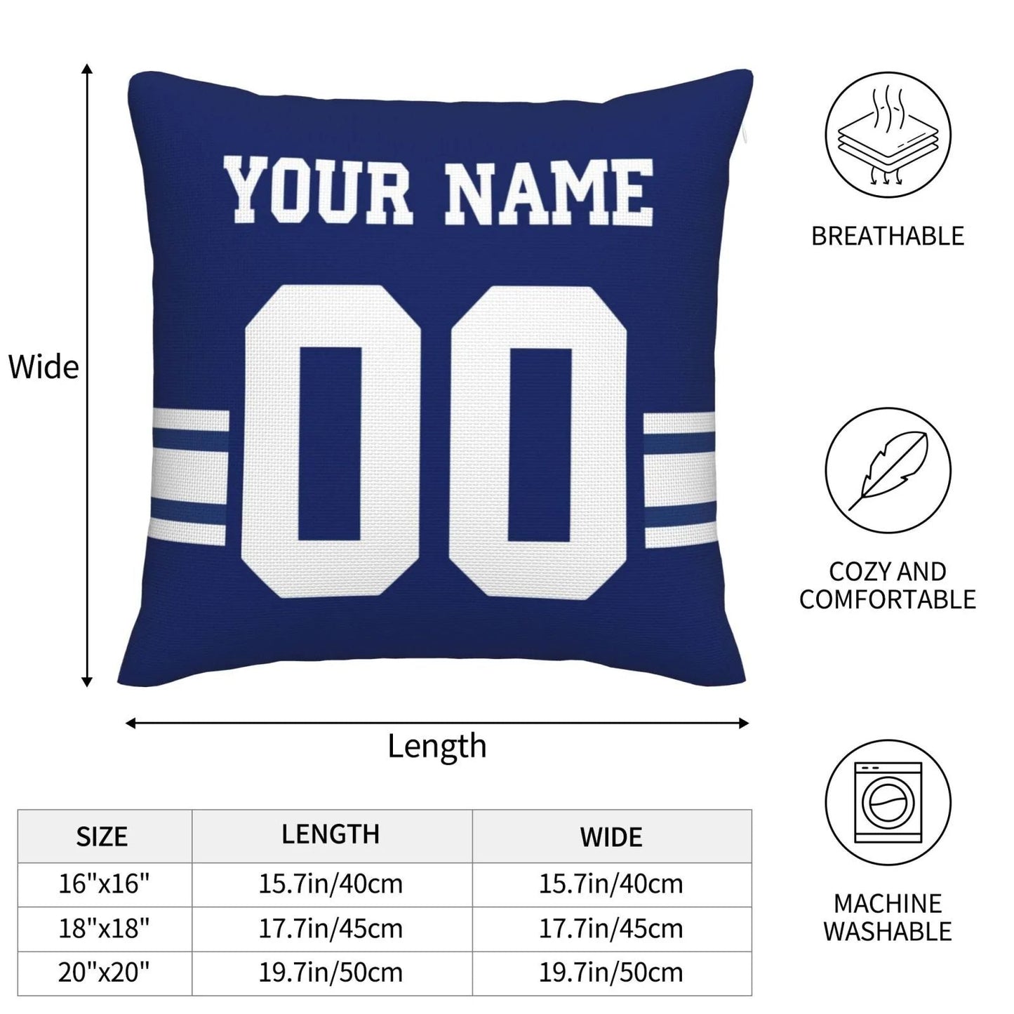 Custom NY.Giants Pillow Decorative Throw Pillow Case - Print Personalized Football Team Fans Name & Number Birthday Gift Football Pillows