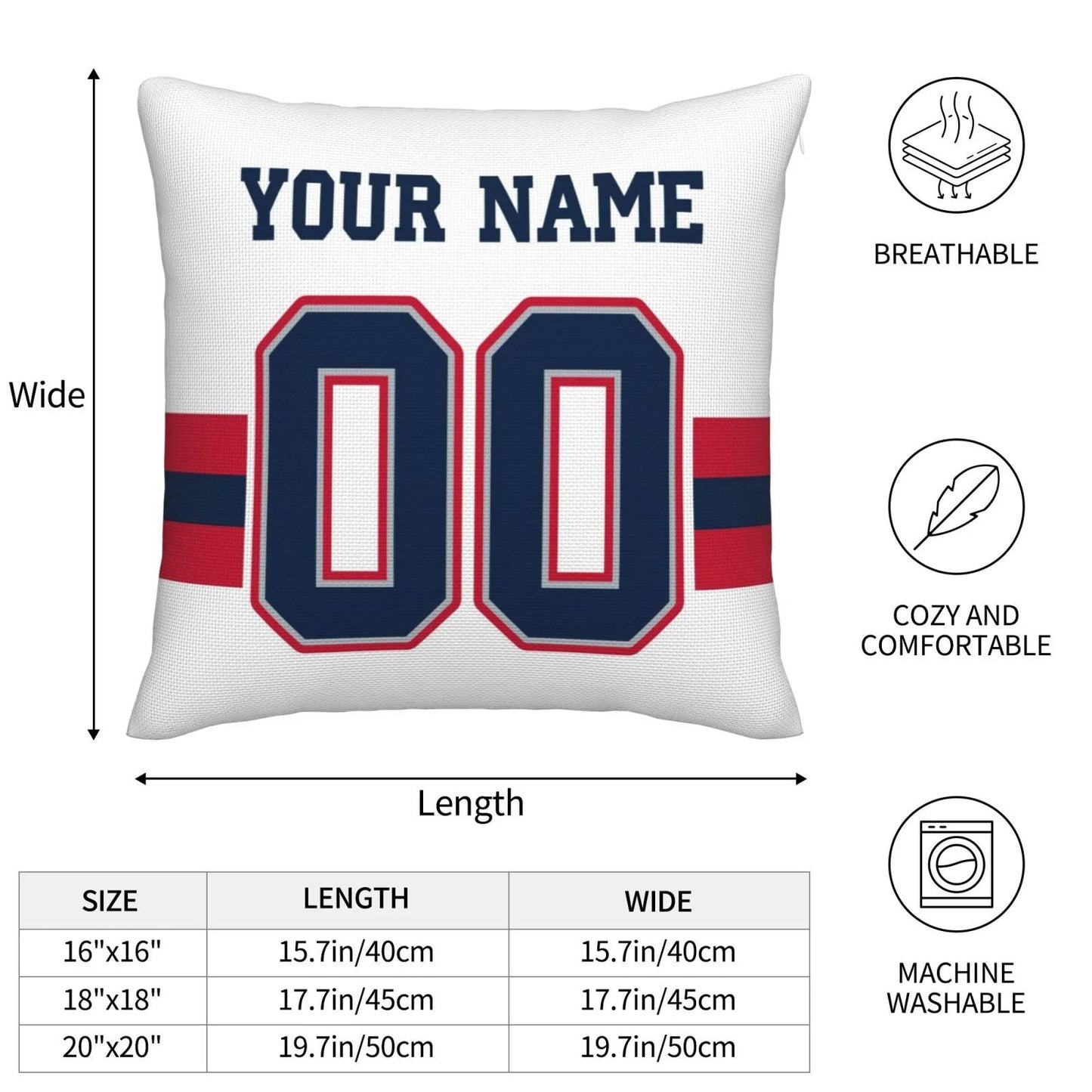 Custom New England Patriots Pillow Decorative Throw Pillow Case - Print Personalized Football Team Fans Name & Number Birthday Gift Football Pillows