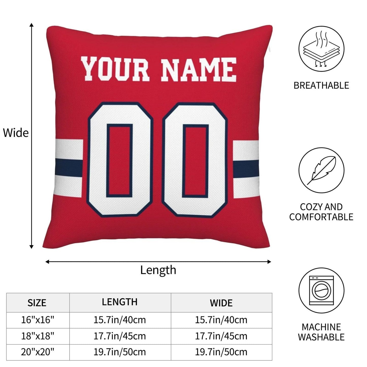 Custom New England Patriots Pillow Decorative Throw Pillow Case - Print Personalized Football Team Fans Name & Number Birthday Gift Football Pillows