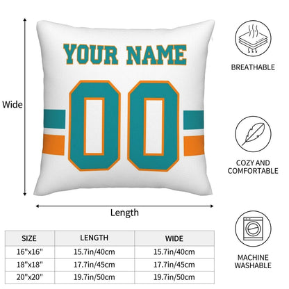 Custom M.Dolphins Pillow Decorative Throw Pillow Case - Print Personalized Football Team Fans Name & Number Birthday Gift Football Pillows