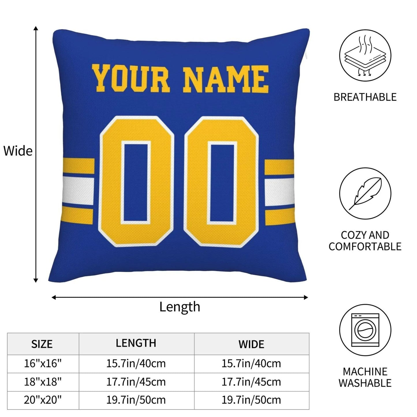 Custom LA.Chargers Pillow Decorative Throw Pillow Case - Print Personalized Football Team Fans Name & Number Birthday Gift Football Pillows