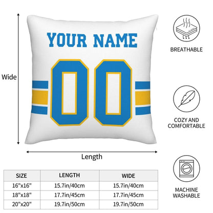 Custom LA.Chargers Pillow Decorative Throw Pillow Case - Print Personalized Football Team Fans Name & Number Birthday Gift Football Pillows