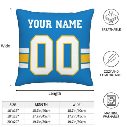 Custom LA.Chargers Pillow Decorative Throw Pillow Case - Print Personalized Football Team Fans Name & Number Birthday Gift Football Pillows