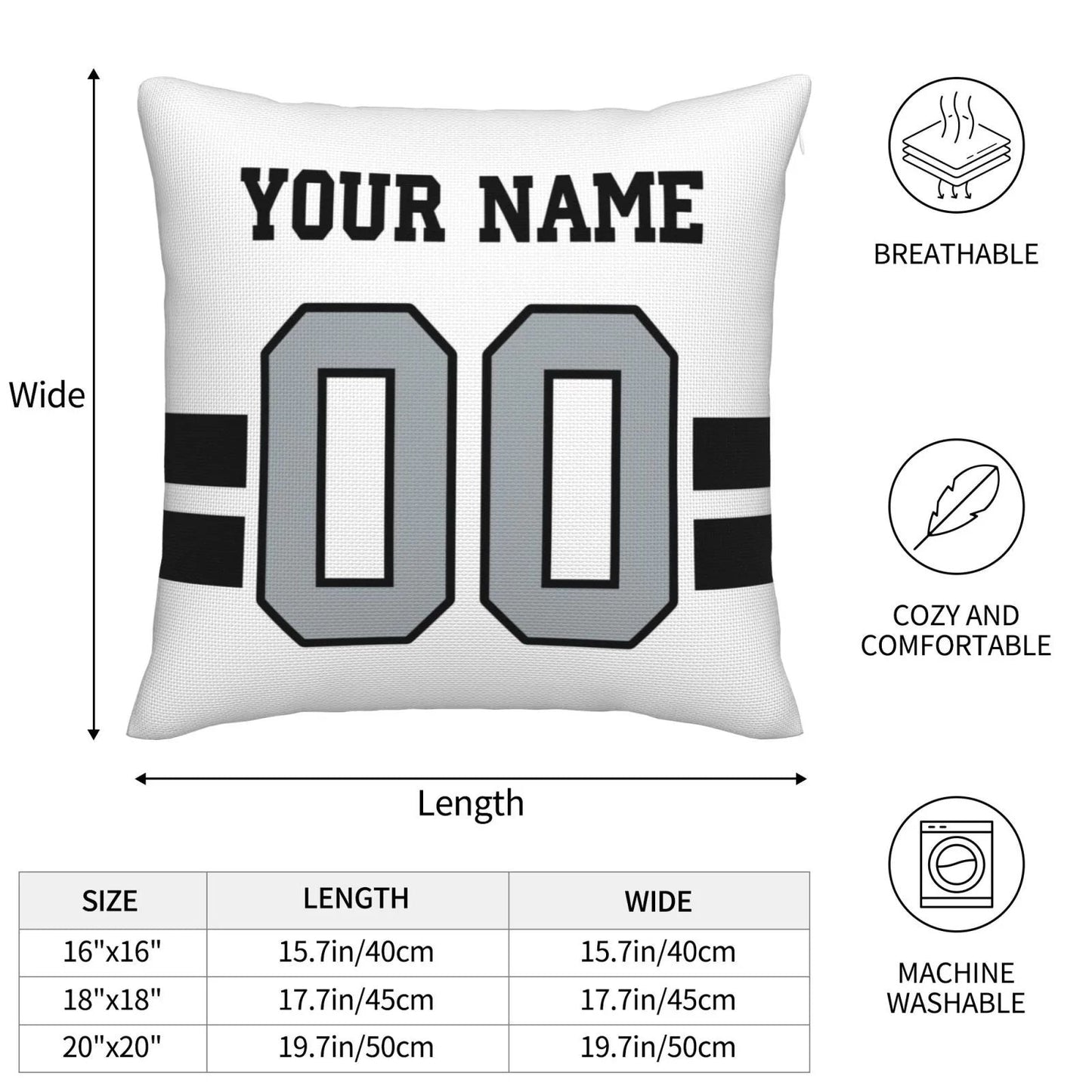 Custom L.Raiders Pillow Decorative Throw Pillow Case - Print Personalized Football Team Fans Name & Number Birthday Gift Football Pillows