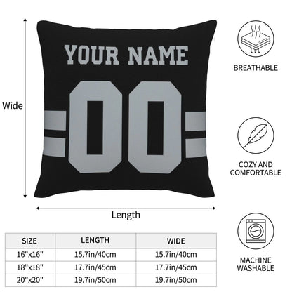 Custom L.Raiders Pillow Decorative Throw Pillow Case - Print Personalized Football Team Fans Name & Number Birthday Gift Football Pillows