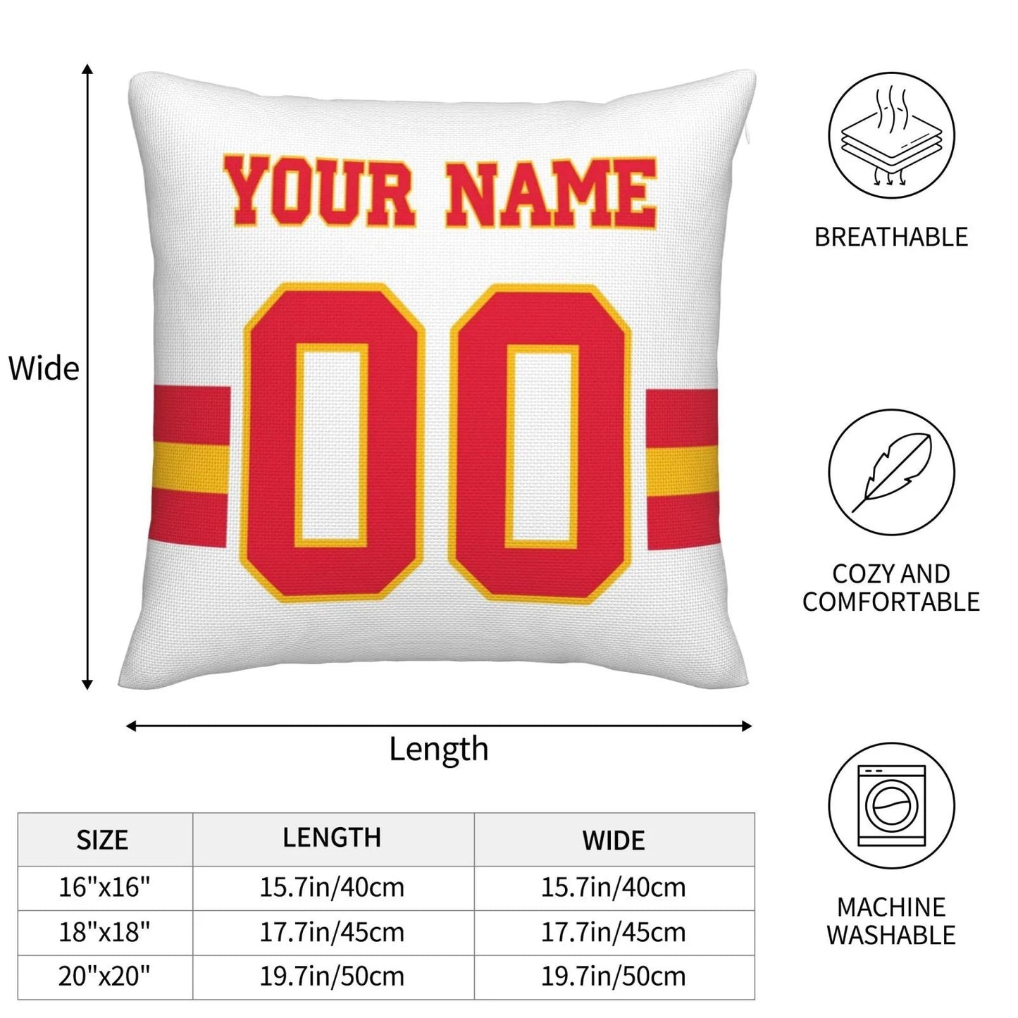 Custom  Kansas CityChiefs Pillow Decorative Throw Pillow Case - Print Personalized Football Team Fans Name & Number Birthday Gift Football Pillows