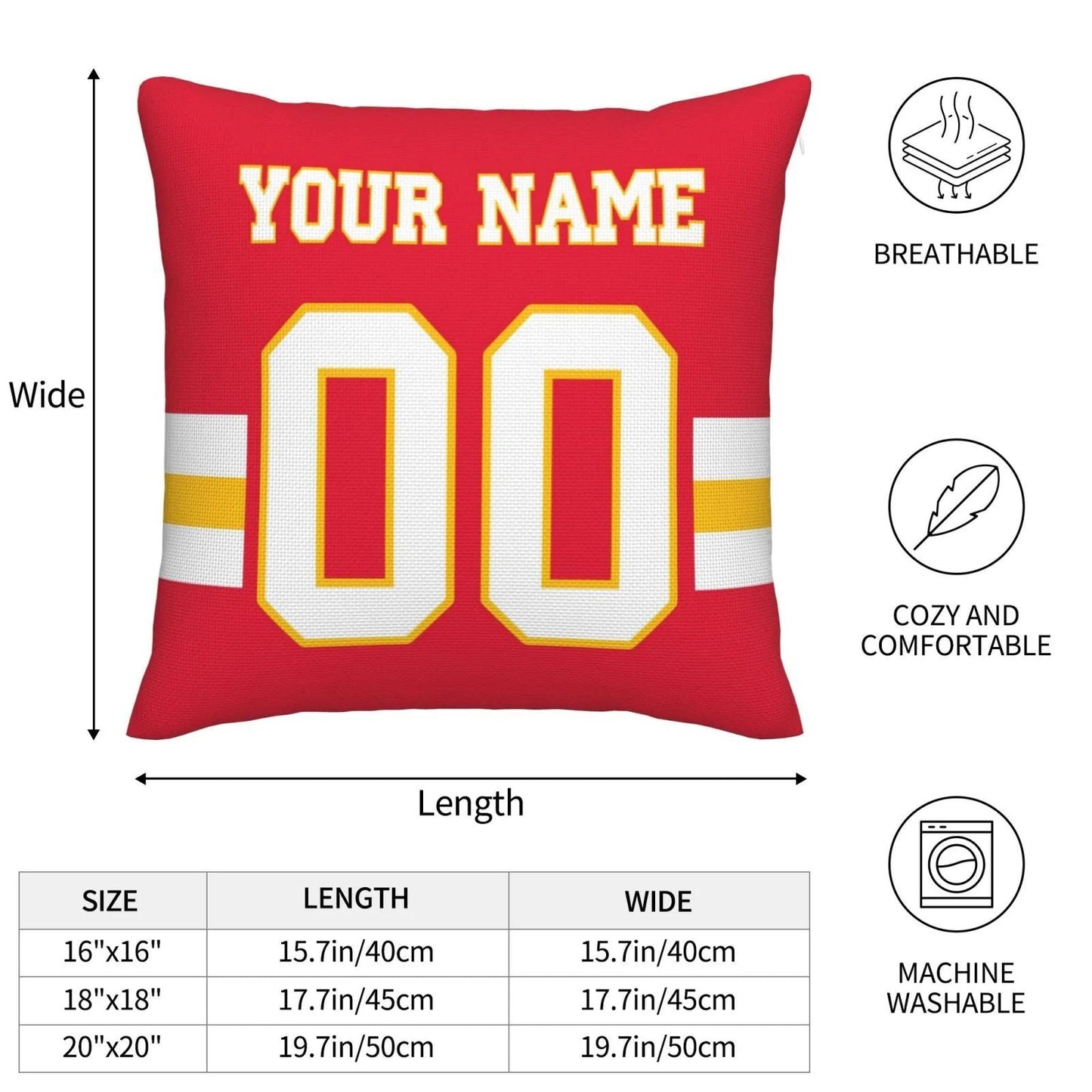 Custom  Kansas CityChiefs Pillow Decorative Throw Pillow Case - Print Personalized Football Team Fans Name & Number Birthday Gift Football Pillows