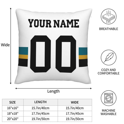 Custom J.Jaguars Pillow Decorative Throw Pillow Case - Print Personalized Football Team Fans Name & Number Birthday Gift Football Pillows