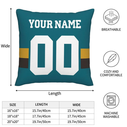 Custom J.Jaguars Pillow Decorative Throw Pillow Case - Print Personalized Football Team Fans Name & Number Birthday Gift Football Pillows