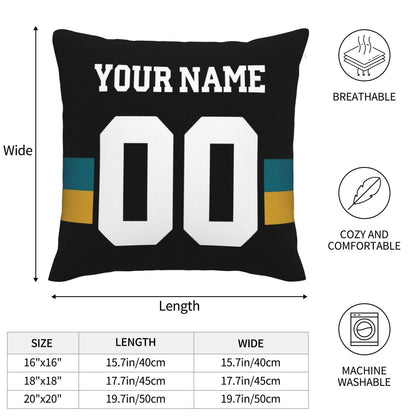 Custom J.Jaguars Pillow Decorative Throw Pillow Case - Print Personalized Football Team Fans Name & Number Birthday Gift Football Pillows