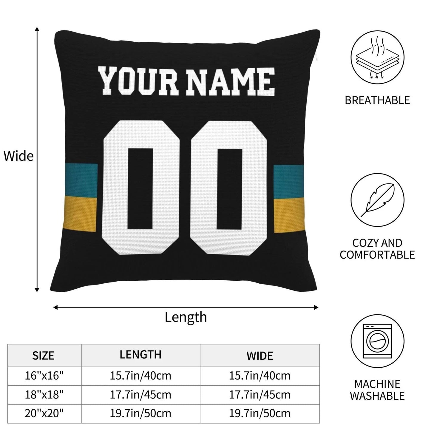 Custom J.Jaguars Pillow Decorative Throw Pillow Case - Print Personalized Football Team Fans Name & Number Birthday Gift Football Pillows