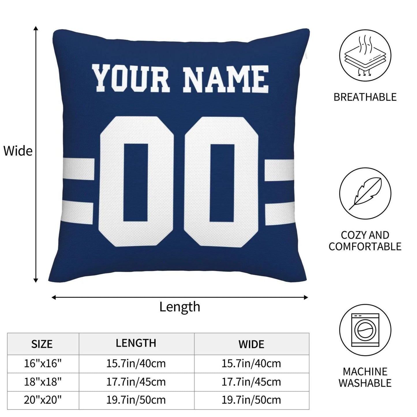 Custom IN.Colts Pillow Decorative Throw Pillow Case - Print Personalized Football Team Fans Name & Number Birthday Gift Football Pillows