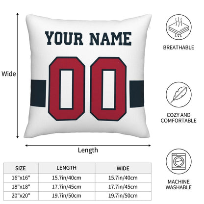 Custom H.Texans Pillow Decorative Throw Pillow Case - Print Personalized Football Team Fans Name & Number Birthday Gift Football Pillows